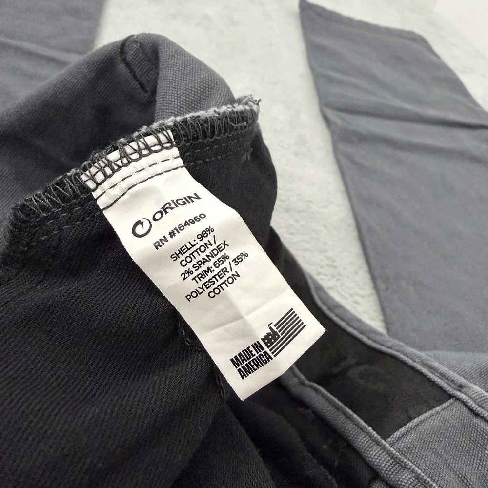 Origin Jeans Mens 34x34 Gray Striaght Fit Stretch Waist Denim Pants Made In USA
